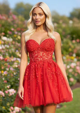 Dramatic Allure Corset Sexy Red Homecoming Dress Great Nights - Red - PromDressClub